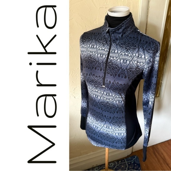 Marika Navy and Black Geometric Pullover - Picture 1 of 6